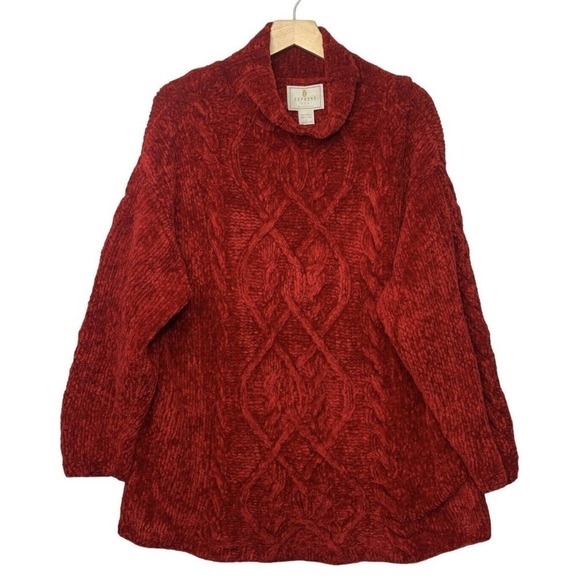 VTG Express Tricot Handknitted Oversized Cable Knit Sweater Womens Size Large - Picture 1 of 11
